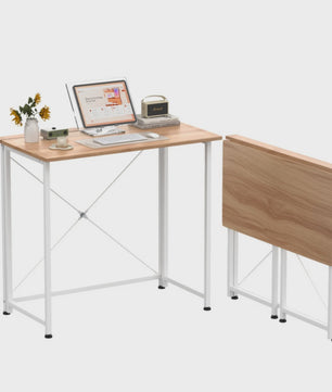Opvouwbaar Bureau met Wielen en Opbergruimte - 80x45cm - Compact Werkstation