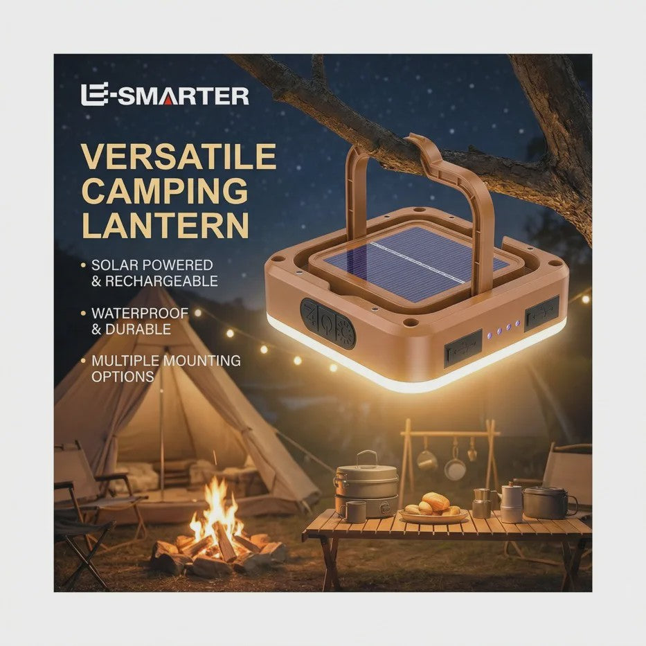 Draagbare Oplaadbare Solar Campinglamp met Powerbank Functie - Waterdicht & COB LED