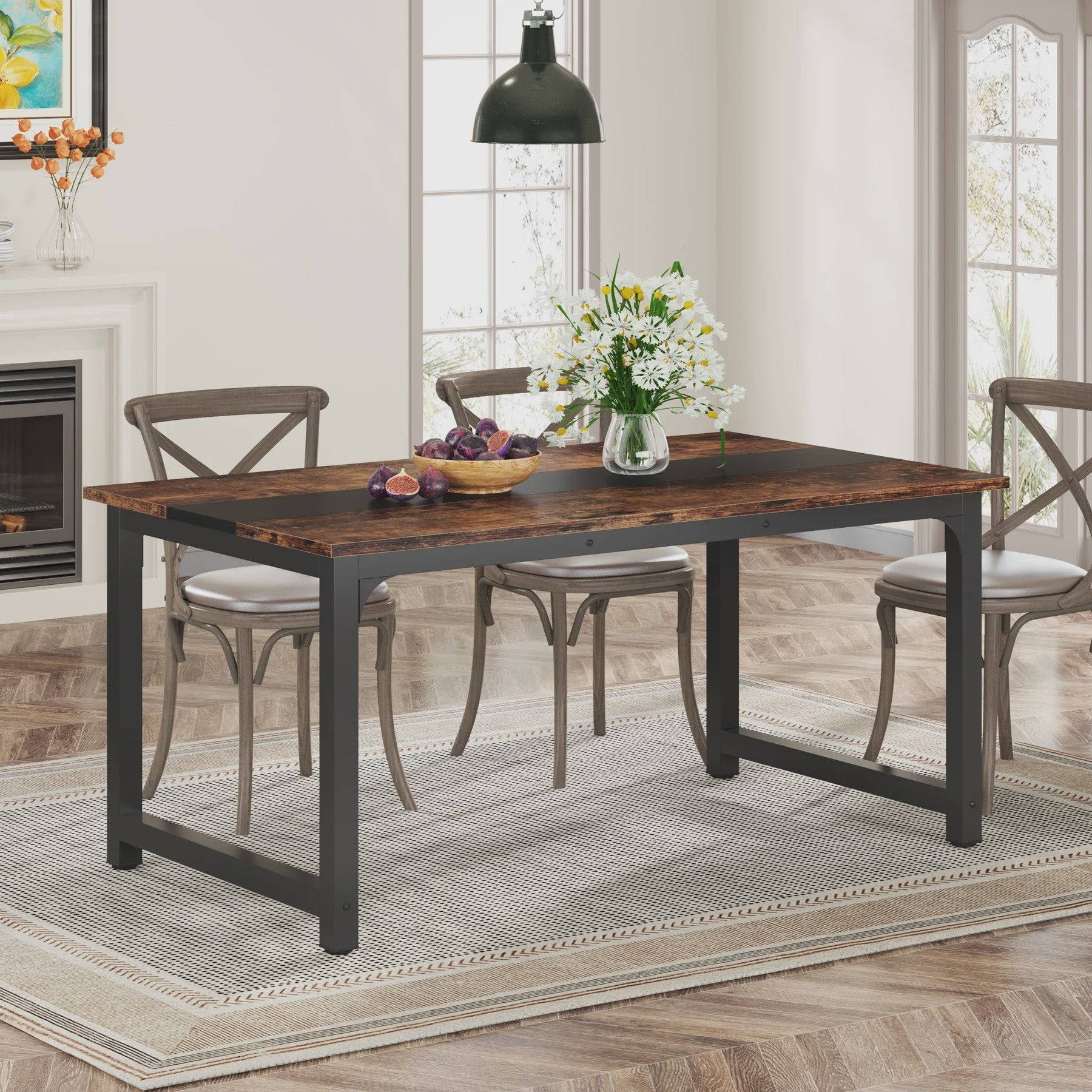 Industriële Eettafel 6-8 Personen - 160x80 cm - Rustiek Hout & Metaal