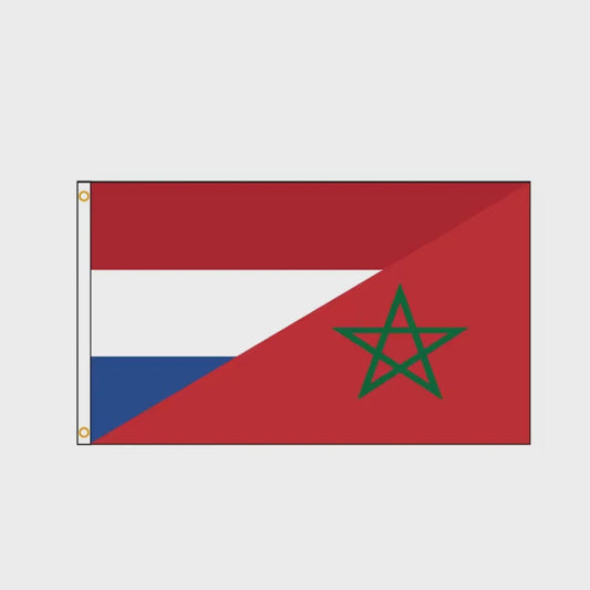 Nederland Marokko Vriendschapsvlag - Duurzaam Polyester - Binnen & Buiten - 2 Maten