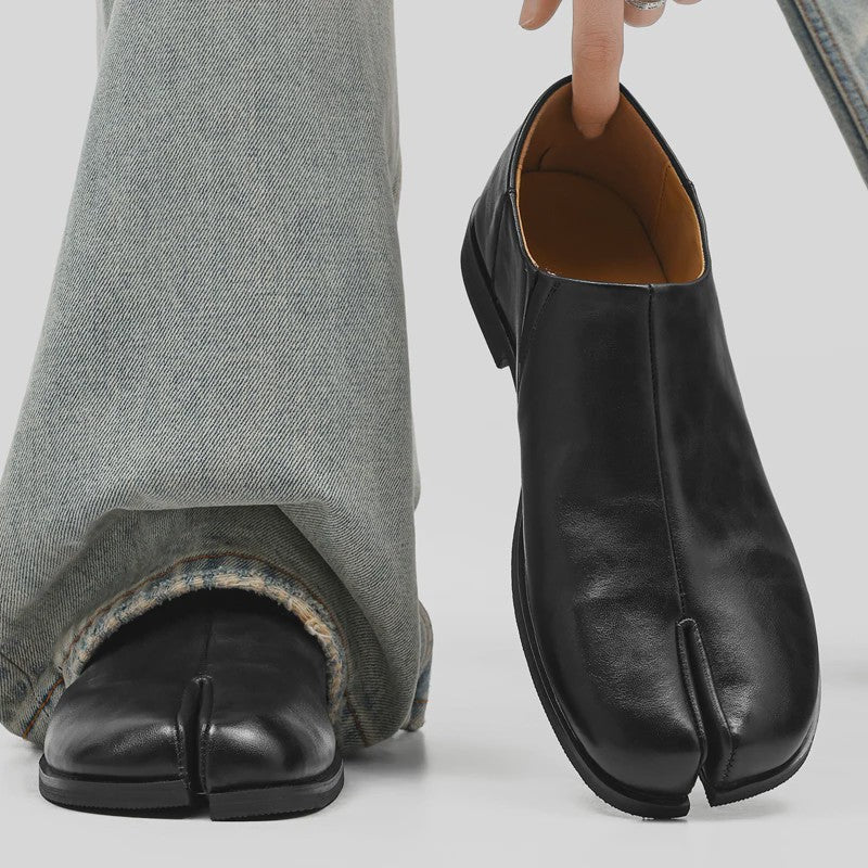 Luxe Leren Heren Tabi Slippers - Retro Split-Toe Design