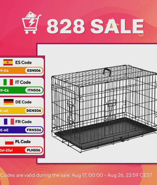 PawHut Hondenkooi Transportbox 2 Deuren Opvouwbaar Met Handvat Staal 76x46x52cm Zwart