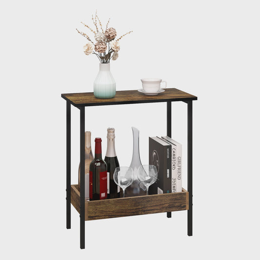 Stijlvolle Bijzettafel met 2 Niveaus en Opbergruimte - Perfect voor Woonkamer of Slaapkamer