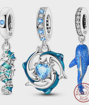 925 Sterling Zilver Charms: Walvishaai, Zeepaardje & Dolfijn - Luminous DIY Sieraden & Cadeaus