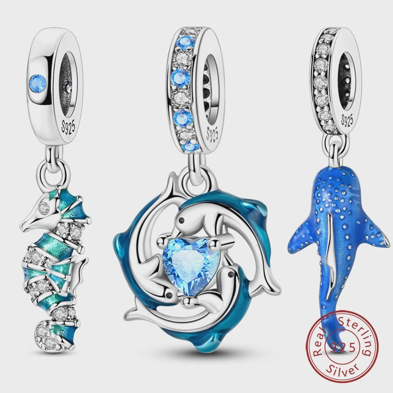 925 Sterling Zilver Charms: Walvishaai, Zeepaardje & Dolfijn - Luminous DIY Sieraden & Cadeaus