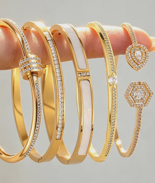 Luxe Zirkonia Armband Set - 5 Delig - Roestvrij Staal & Koper