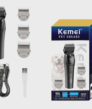 Kemei 1857 Professionele Honden Trimtrimmer - Oplaadbaar, Stille Motor & LED Verlichting