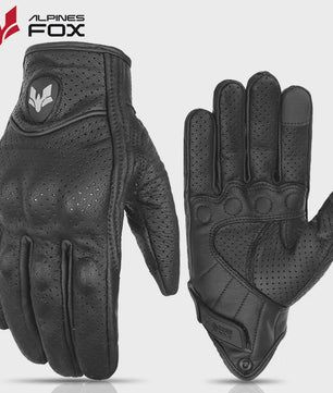 Vintage Leren Motorhandschoenen Heren Zwart - Touchscreen & Anti-slip