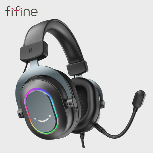 FIFINE H6 Gaming Headset: Virtueel 7.1 Surround Sound, RGB, USB, Microfoon & EQ Modes