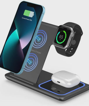 3-in-1 Opvouwbaar Draadloos Laadstation voor iPhone, Apple Watch & AirPods Pro - Snel Opladen