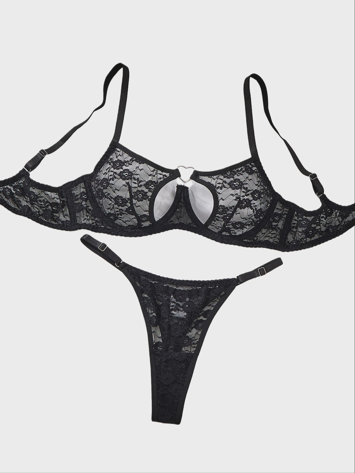 Elegante kanten BH en slip set met hartsluiting - Comfortabel en stijlvol