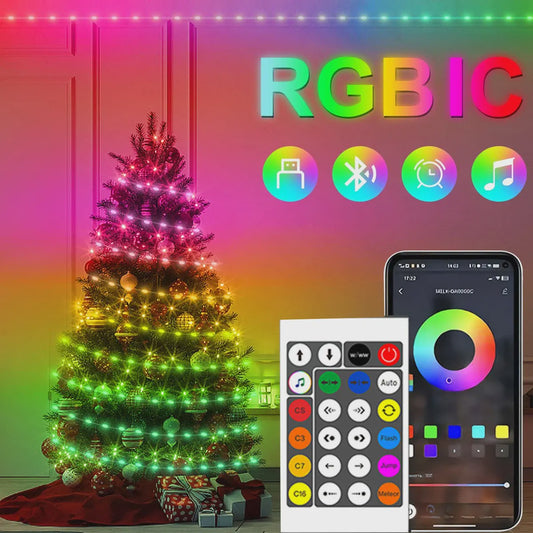 20M RGBIC LED Snoer Verlichting met Bluetooth & Muziekfunctie - Droomkleuren, App Bediening