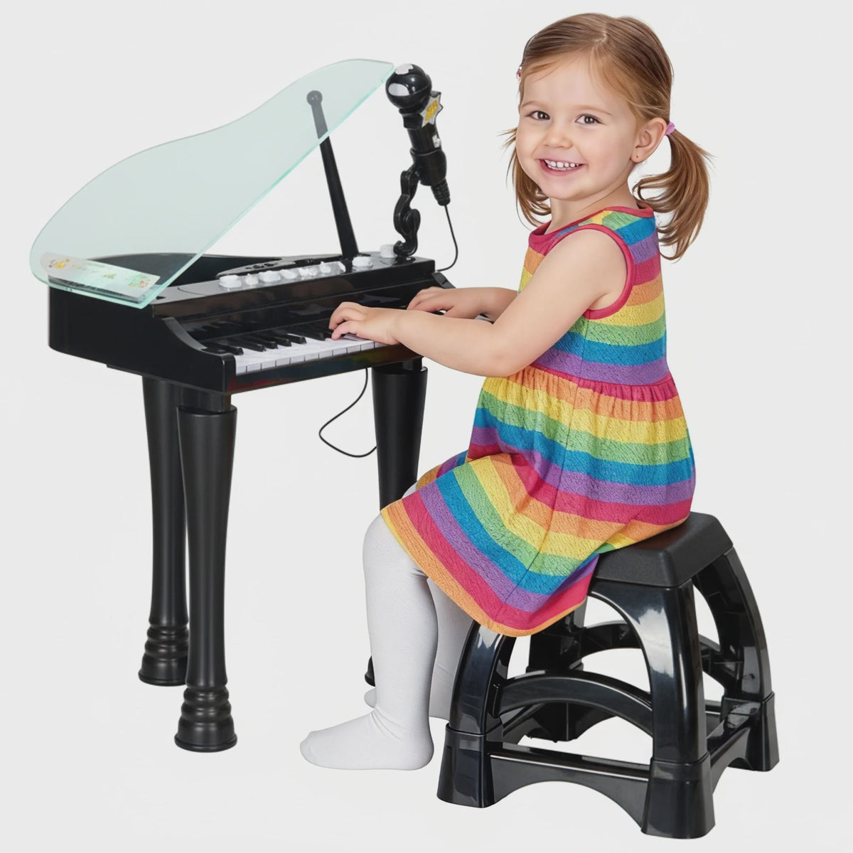 Zwart Kinder Elektrisch Piano Speelgoed met Krukje - 32 Toetsen & Microfoon