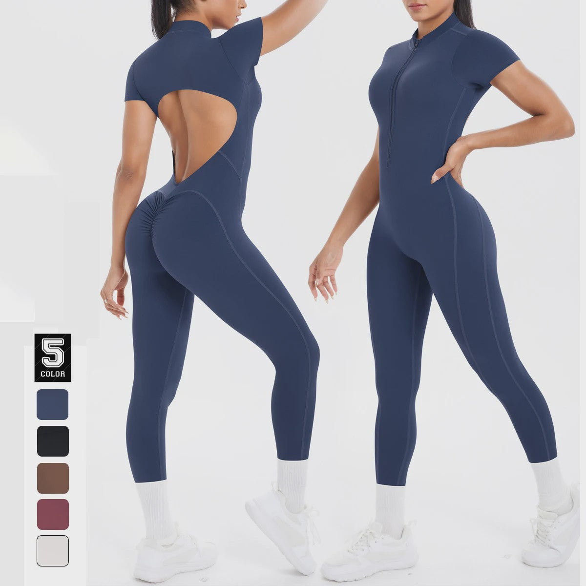 Dames Bodycon Jumpsuit met Scrunch Billen - Perfect voor Dans, Fitness & Yoga