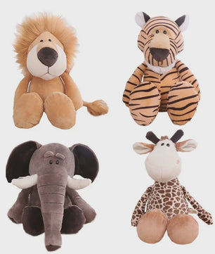 Zachte Pluche Dieren Knuffels - Jungle Dieren Leeuw, Olifant, Tijger, Aap & Meer