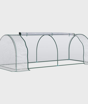 Outsunny Tunnel Kas - 2.5x1x0.8m - Grote Deur met Rits - Transparant