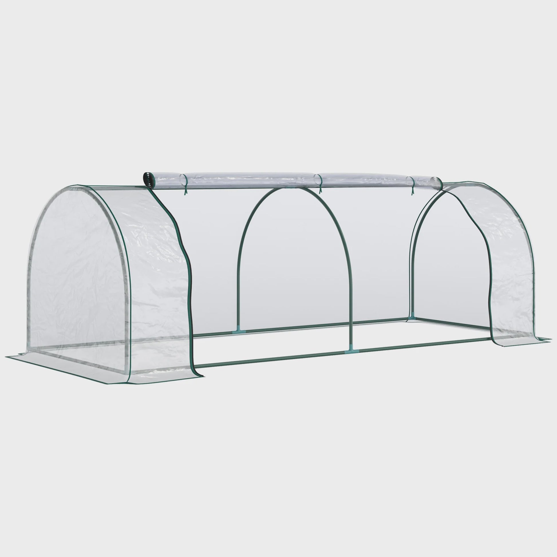 Outsunny Tunnel Kas - 2.5x1x0.8m - Grote Deur met Rits - Transparant