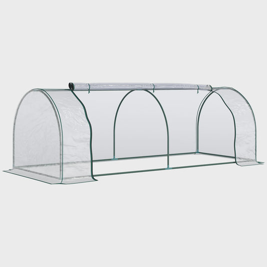 Outsunny Tunnel Kas - 2.5x1x0.8m - Grote Deur met Rits - Transparant