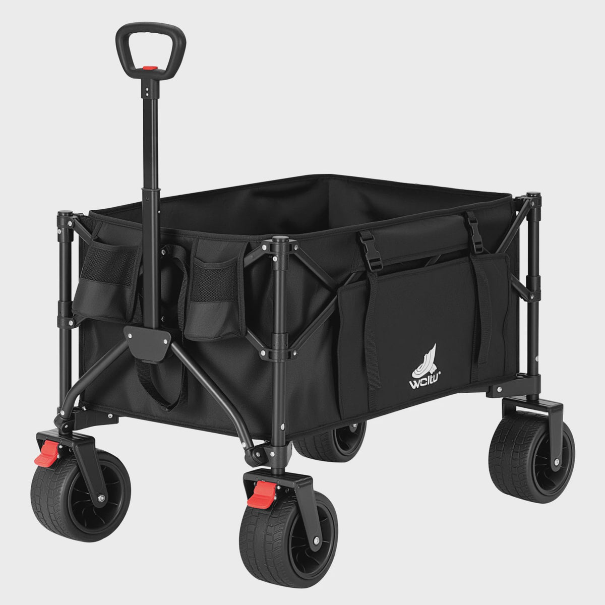 Opvouwbare Tuinwagen 150L met Zijvakken en Bekerhouders - Stevige Trolley voor Camping en Strand