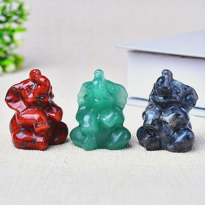 Handgesneden Kristallen Olifant - Natuursteen Decoratie & Meditatie Steen (3.5cm)