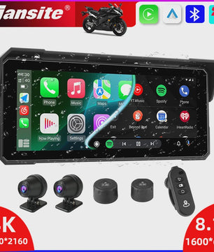 Jansite 8.1" Motorfiets GPS Navigatie met 4K DVR, CarPlay & Android Auto