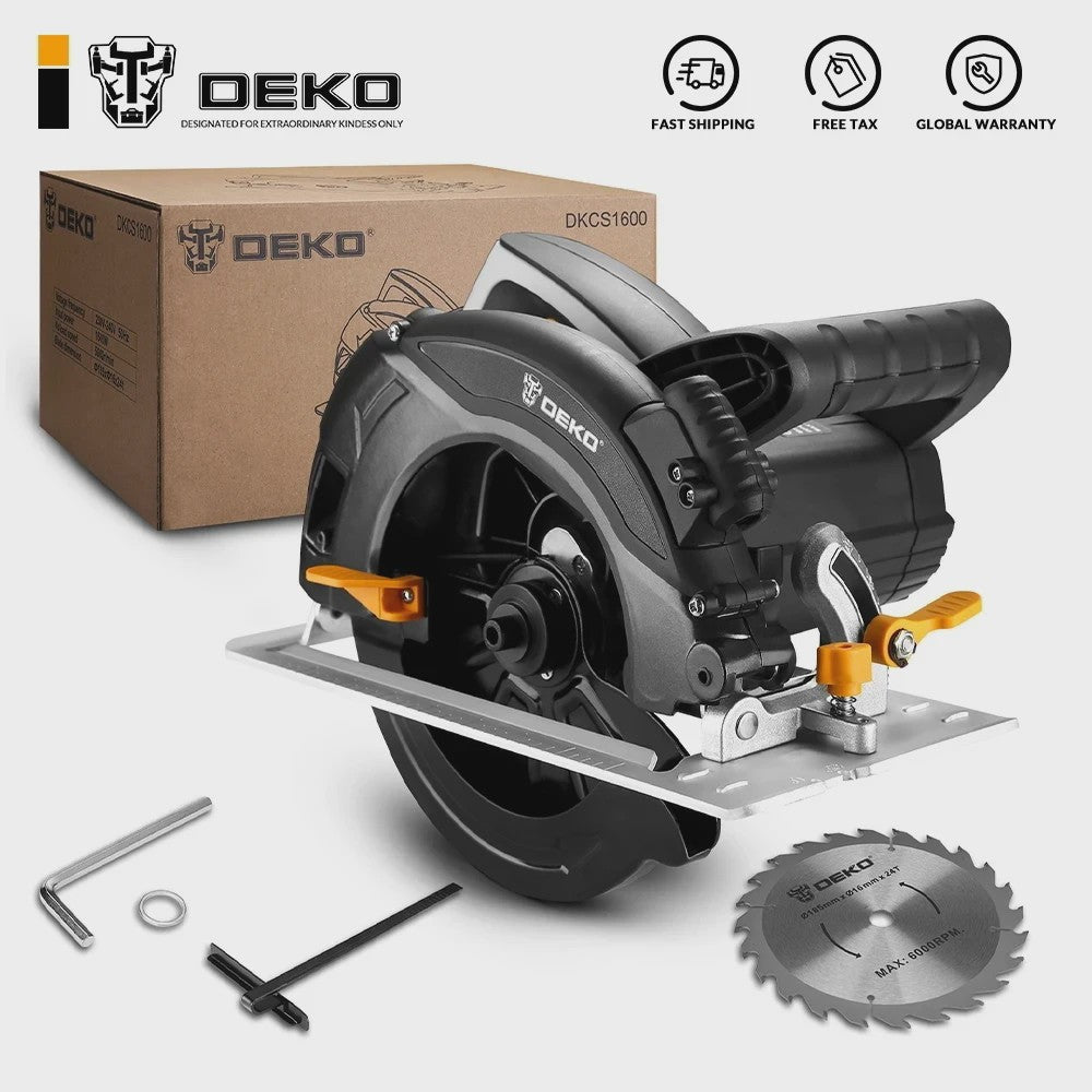 DEKO DKCS1600 Cirkelzaag 1600W met Lasergeleider & Schaalverdeling