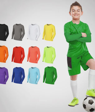 Kids Children Boy Girl Compression Running Long T Shirt Fitness Sport Basketball Football Gym Sportswear Soccer Clothes 25