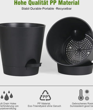 Set van 6 Zelfwaterende Plantenpotten met Onderzetter - Ideaal voor Binnen & Buiten