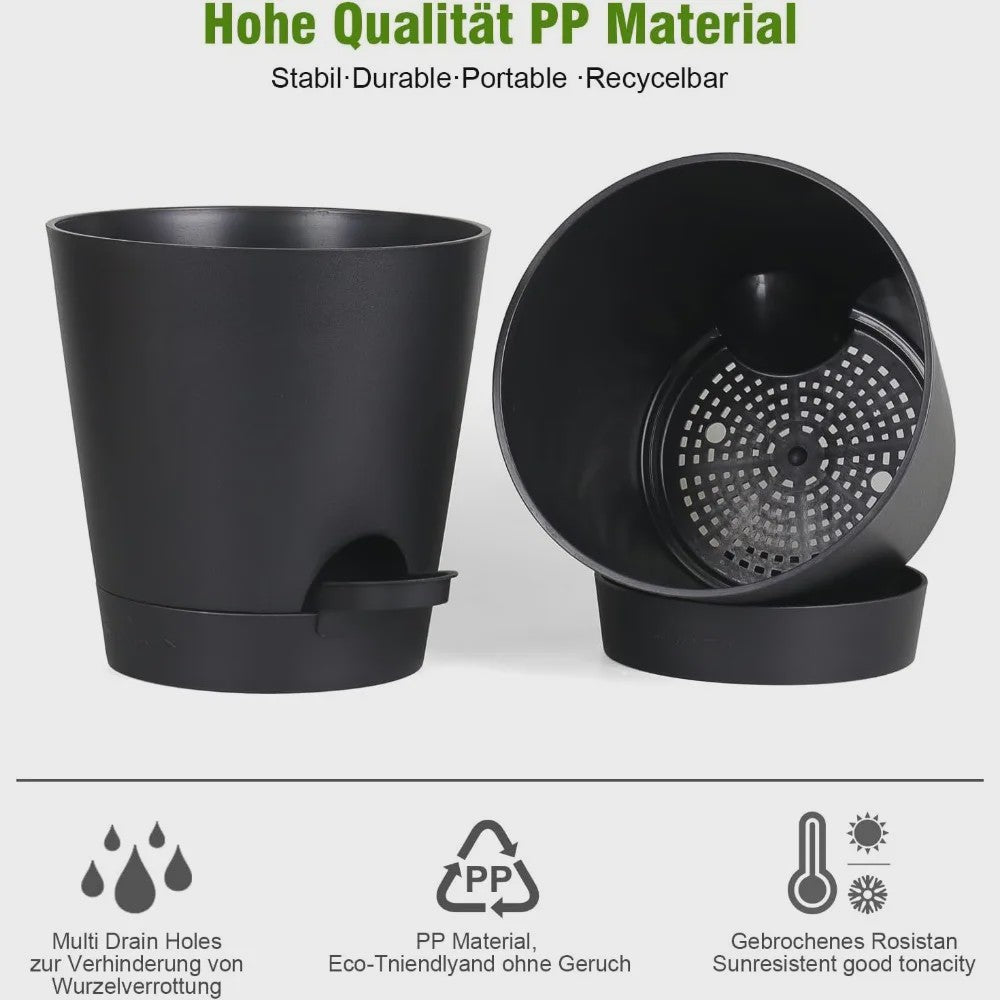 Set van 6 Zelfwaterende Plantenpotten met Onderzetter - Ideaal voor Binnen & Buiten