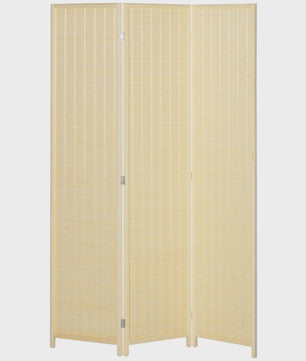 HOMCOM 3-Panels Opvouwbaar Kamerscherm - Natuurlijke Bamboe Look - 135x180 cm