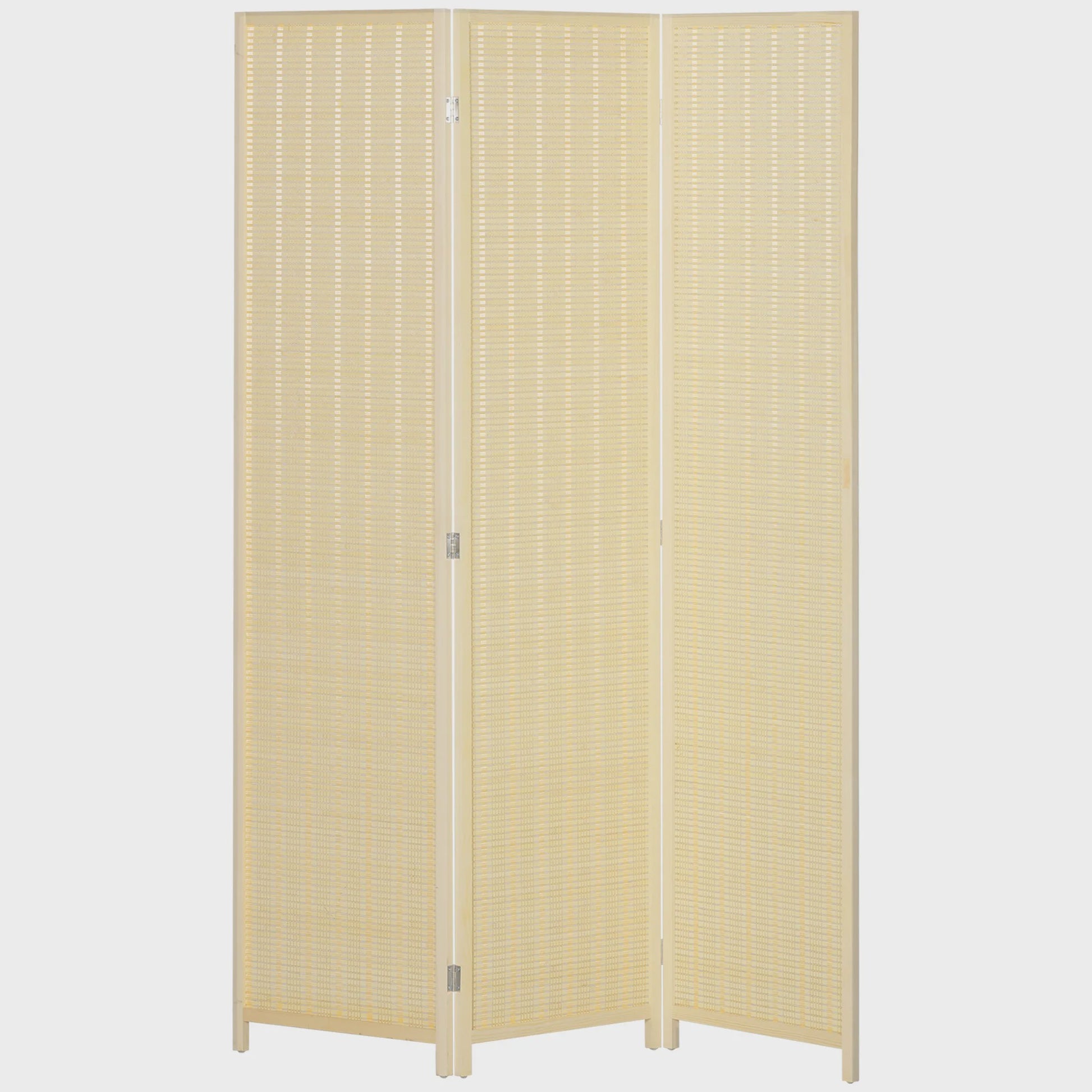 HOMCOM 3-Panels Opvouwbaar Kamerscherm - Natuurlijke Bamboe Look - 135x180 cm