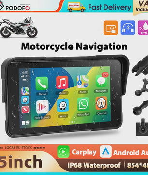 5" Motorcycle Smart Screen met CarPlay & Android Auto - Waterdicht & Bluetooth