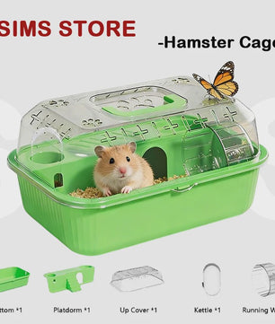 Ruime Dubbellaagse Hamsterkooi - Transparant & Draagbaar met Handvat