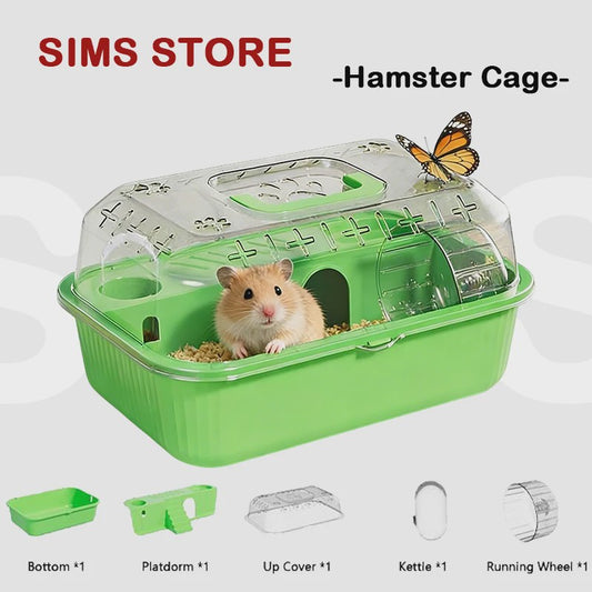 Ruime Dubbellaagse Hamsterkooi - Transparant & Draagbaar met Handvat