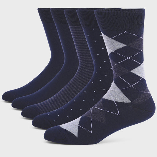 5 Paar Heren Sokken Plus Size - Comfortabel Katoen, Ademend & Stijlvol Argyle/Streep
