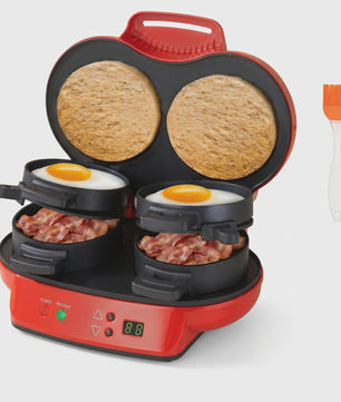 Dubbele Ontbijt Maker: Hamburgers, Broodjes & Muffins - Antiaanbaklaag