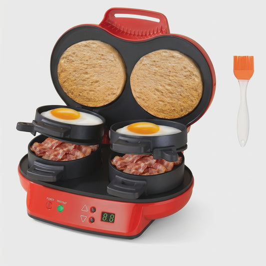 Dubbele Ontbijt Maker: Hamburgers, Broodjes & Muffins - Antiaanbaklaag