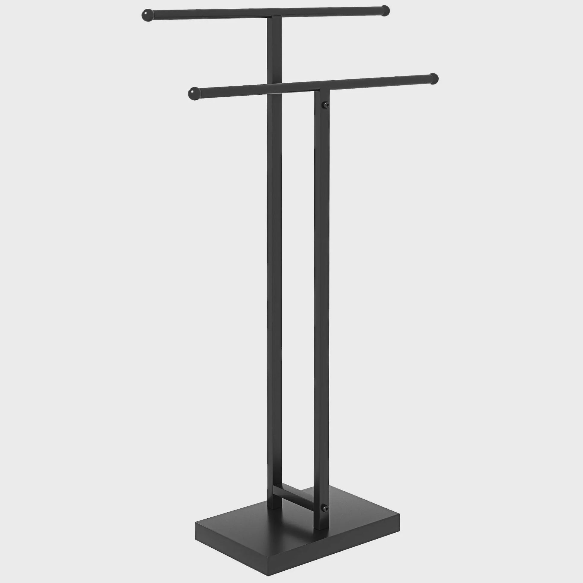 HOMCOM Handdoekhouder met 2 Niveaus - Zwart Metalen Staande Handdoekrek 50x18.5x85 cm