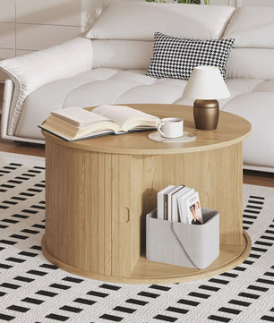 Ronde Salontafel met Verborgen Opbergruimte - Mid-Century Modern Design