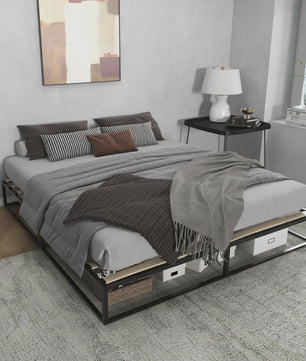 HOMCOM steel bed frame height 25 cm for mattress 180x200 cm black