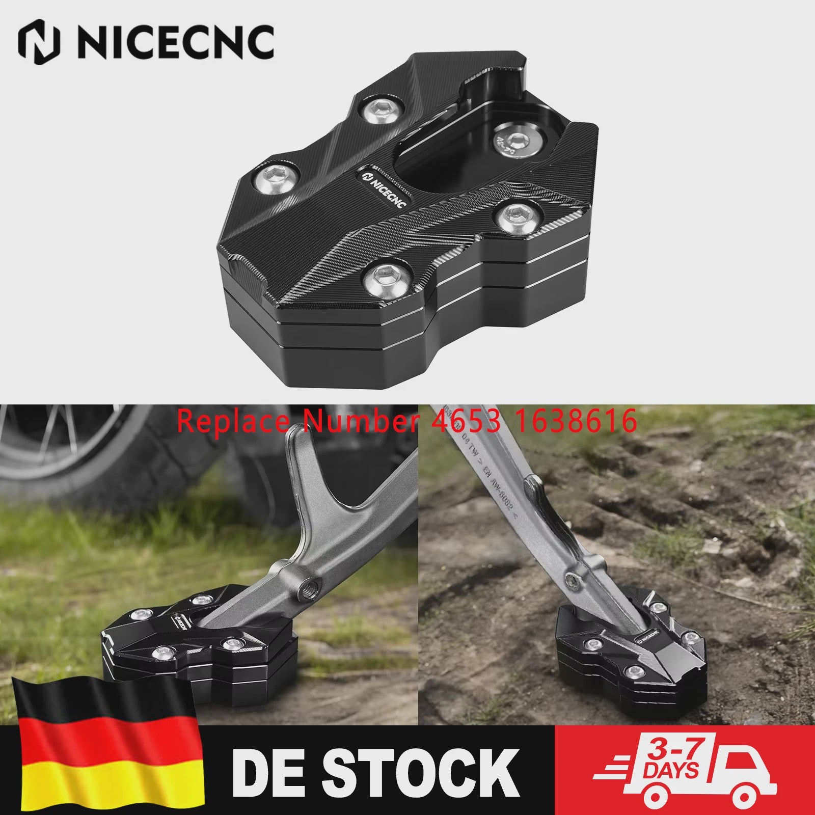 Verstelbare Zijstandaard Vergroter voor BMW R1300 GS/GSA (2024-2025) - Verbeterde Stabiliteit