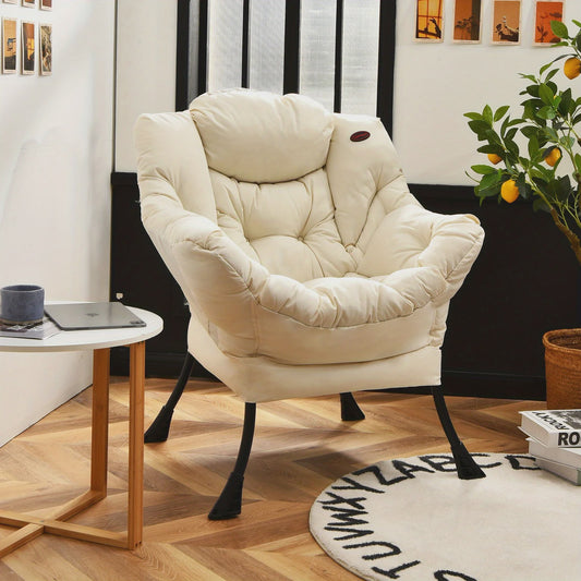 Moderne Beige Fauteuil met Zijvak - Comfortabele Relaxstoel