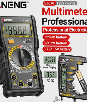 ANENG SZ818 Digitale Multimeter - Batterijtester, AC/DC Spanning & Stroom, Weerstand - Elektronica Reparatie Tool
