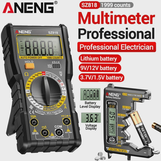 ANENG SZ818 Digitale Multimeter - Batterijtester, AC/DC Spanning & Stroom, Weerstand - Elektronica Reparatie Tool