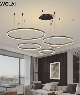 Moderne LED Plafondlamp Kroonluchter - Cirkelvormige Ring Verlichting voor Woonkamer & Eetkamer