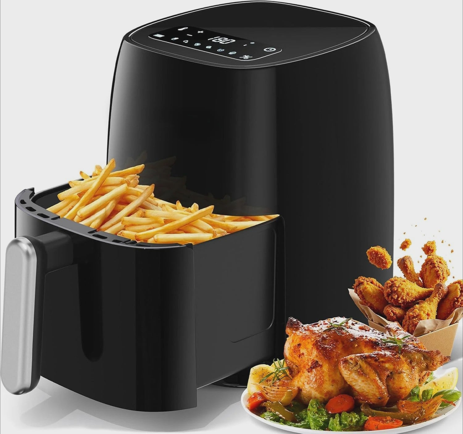 4.2L Airfryer met LED Touchscreen, 6 Voorgeprogrammeerde Menu's & Timer