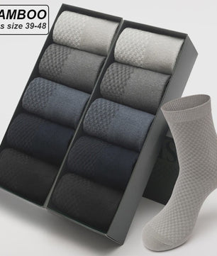 10 Paar Bamboe Vezel Heren Sokken - Zwart, Zacht & Ademend - Plus Size 39-48