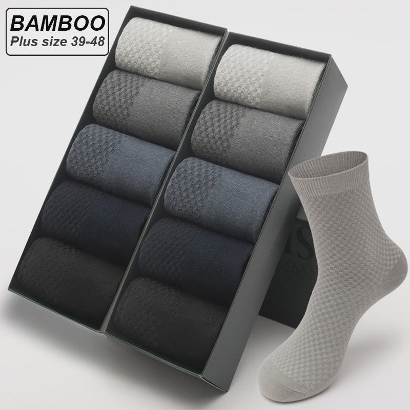 10 Paar Bamboe Vezel Heren Sokken - Zwart, Zacht & Ademend - Plus Size 39-48