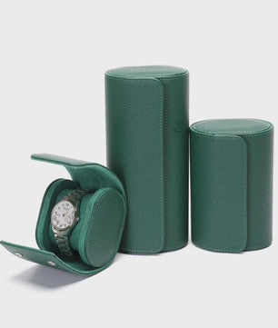 Luxe Embers Groene Horlogerolle - Echt Lederen Reis Etui voor 1, 2 of 3 Horloges