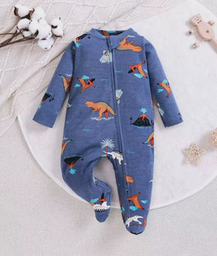 Katoenen Newborn Pyjama met Voetjes en Ritssluiting - Romper voor Jongens en Meisjes (0-12 Maanden)